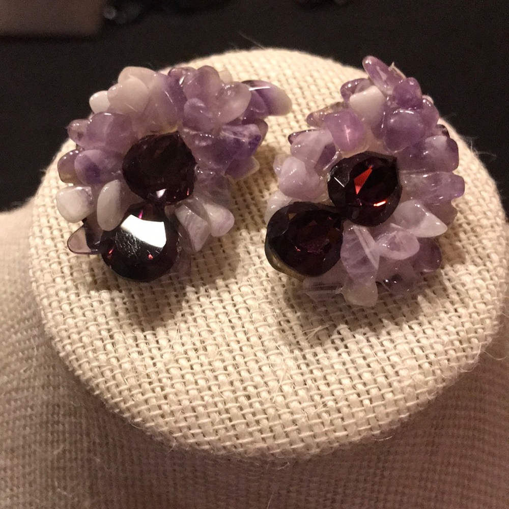 🛑SOLD🛑Amethyst Designer Vintage Earrings